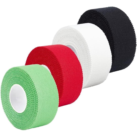 4 Colors 40 Yards 1 Inch Pre Wrap Easy Tear Sports No Sticky Tape with Serrated Edge Strong Adhesion Prewrap Cotton Athletic Tape