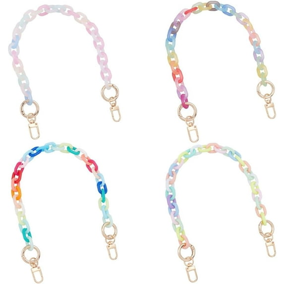 4 Colors 40cm Rainbow Acrylic Purse Strap Bag Chain Cute Handle Replacement Handbag Crossbody Shoulder Strap Accessory Decoration for Bags Purse DIY Making