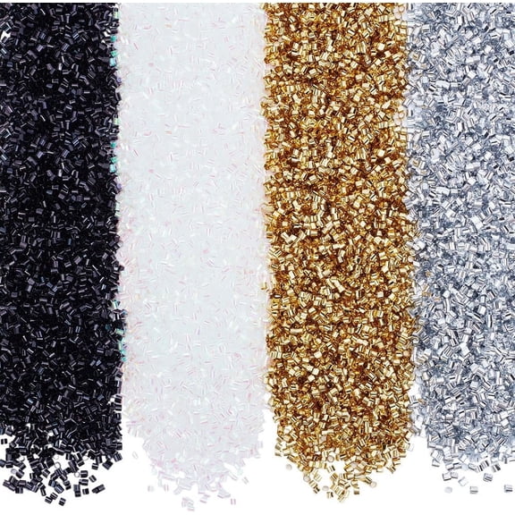 4 Colors 8464Pcs Crispy Bingsu Beads 3D Glitter Plastic Beads 3mm Mixed Color Soft Straw Tube Beads Lightweight Bingsu Beads for Slime Assortment Crunchy Microbeads Supplieser