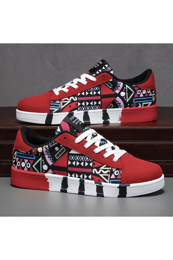 4 Colors Available Men's Korean-Style Fall Sneakers - Low-Top Round Toe Lace-Up Casual Shoes Suitable for Travel, Matching Couple Outfits - Grid/Solid Color (4 Colors) | Unisex for Men &