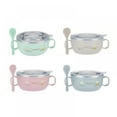 thumbnail image 1 of 4 Colors Baby Bowl Stainless Steel Insulation Bowl Spoon Set Children Tableware Cartoon Printed Children Food Bowl, 1 of 4