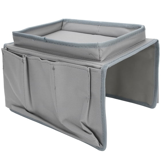 4 Colors Couch Cover Storage Bag Reasonable Layout with Cup Holder Tray for Home (30x18x18cm/11.8x7.1x7.1in) (black)[grey]