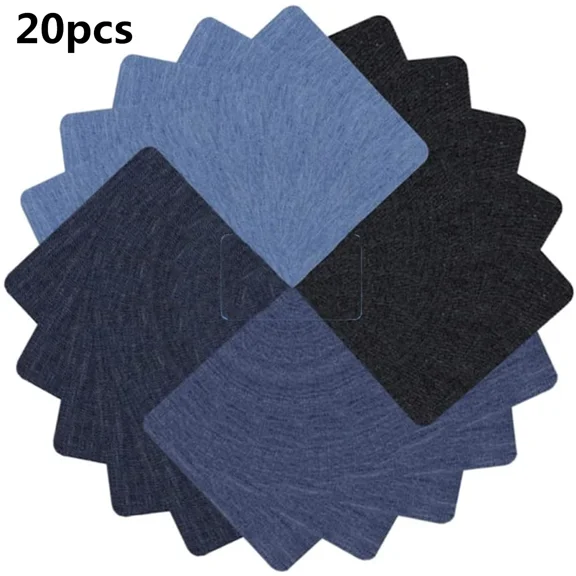 4 Colors Diy Iron On Denim Fabric Patches For Clothing Jeans Repair Kit(20Pcs )