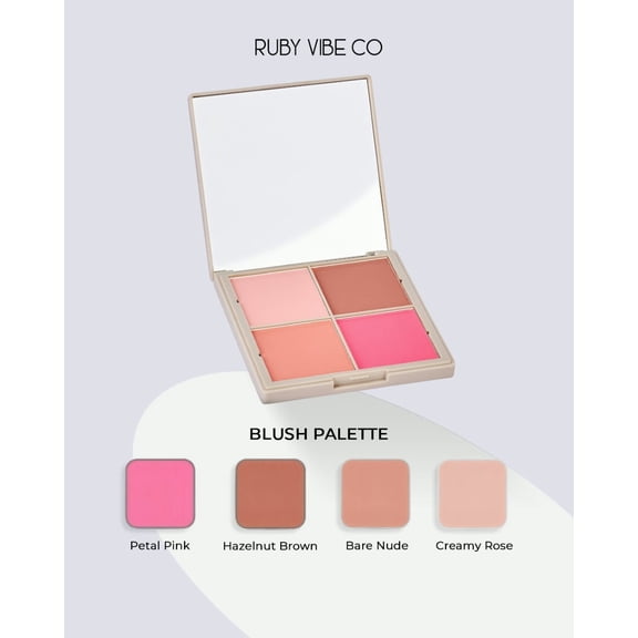 RUBY VIBE CO Pro Sculpt Face Palette, Contour Powder, Bronzer Palette & Face Highlighter, 4 Shades, 0.92 oz