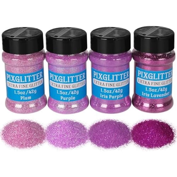 4 Colors Fine Glitter Powder, Craft Glitter Powder Shake Jar for Resin Jewelry Art Crafts Making, Cosmetic Glitter for Nail Body Hair 1.5oz/Bottle (All Purple Set)