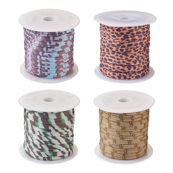 4 Colors Flat Polyester Elastic Cord Webbing Garment Sewing Accessories Mixed Color 5mm about 3m/roll 1roll/color 4roll/set DIY