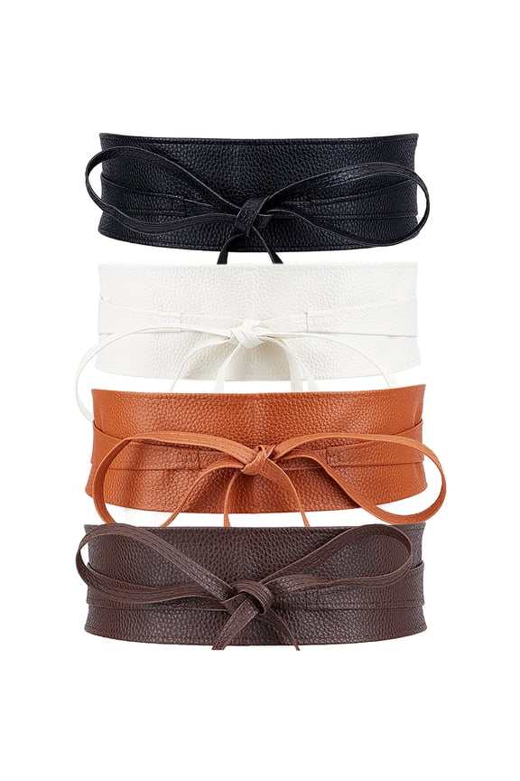 4 Colors Obi Style Waist Belt 224.6cm Imitation Leather Corset Cinch Tie Wide Waist band Retro Vintage Boho Obi Style Cinch Waistband