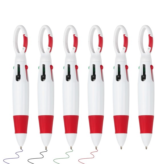 4 Colors Retractable Ballpoint Pens, 6Pcs 1.0mm Ballpoint Pen with Clip, Red