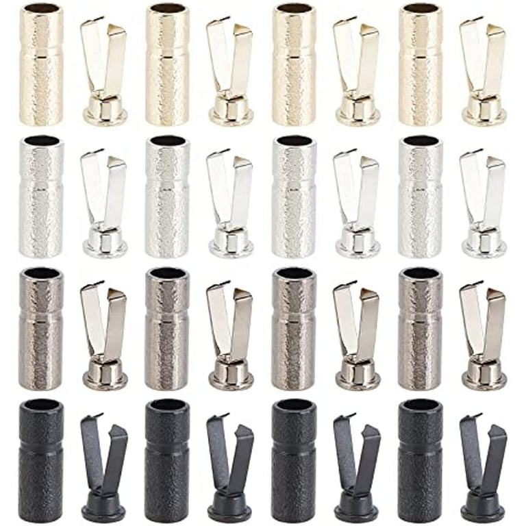 4Colors Shoelace Tips 32 Sets Shoelace Head Protector Cords End Caps Metal Aglet Replacement Head Lace Thread Shoe String Tips Head
