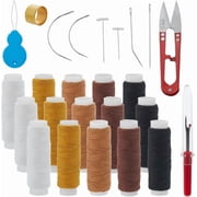 4 Colors Small Needle and Thread 15 Rolls Seing Waxed Thread with Hand Sewing Needles for Hair Wig Making Tools Stainless Steel Hair Extensions Crafts DIY Mixed Color