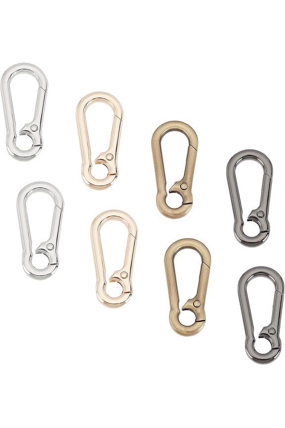 4 Colors Snap Hook Clips 8 Pack Keychain Clips Alloy Spring Snap Quick Link Hook 1.8 Inch Push Gate Lanyard Clip Hooks D Ring Clasps for Key Jewelry DIY Crafts Bag Accessories