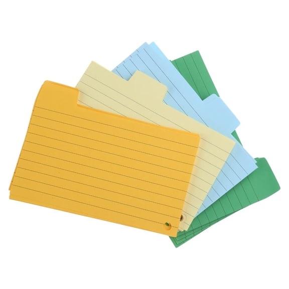 Giaone 100 Sheets Tabbed Index Cards 4 Colors Lined Index Cards Revision Cards