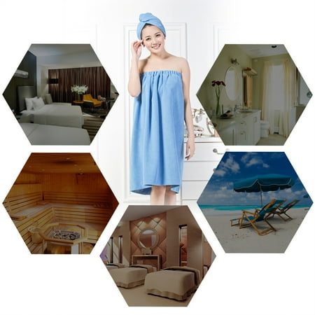 4 Colors Women Soft Spa Bath Body Wrap Set Towel Bathrobe With Fast Dry Hair Drying Cap, Bath Towel Wrap,Wrap Towel