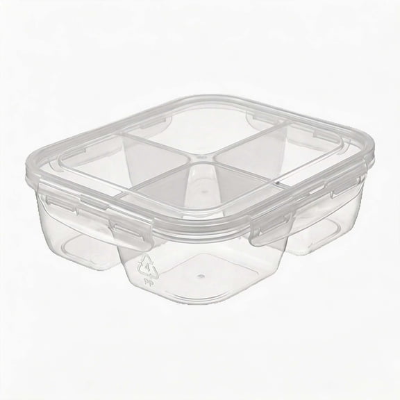4 Compartment Airtight Food Storage Container, Leak Proof Lunch Box for Meal Prep, BPA-Free Divided Food Container for Fridge, Freezer, Work and Travel