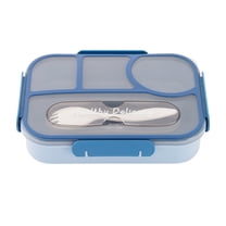 4-Compartment Bento Box for Adults 1100ml, Reusable Lunch Box with Removable Divider & Spoon, Meal Prep Container for Office Hiking, Portable Lunch Box, Blue