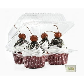 4 Compartment Cupcake Boxes | Clear Plastic Cupcake Container - Disposable Cupcake Holders | Muffin Carrier - Cupcake Clamshell Trays | Cup Cake Packaging Transporter | 40 Pack
