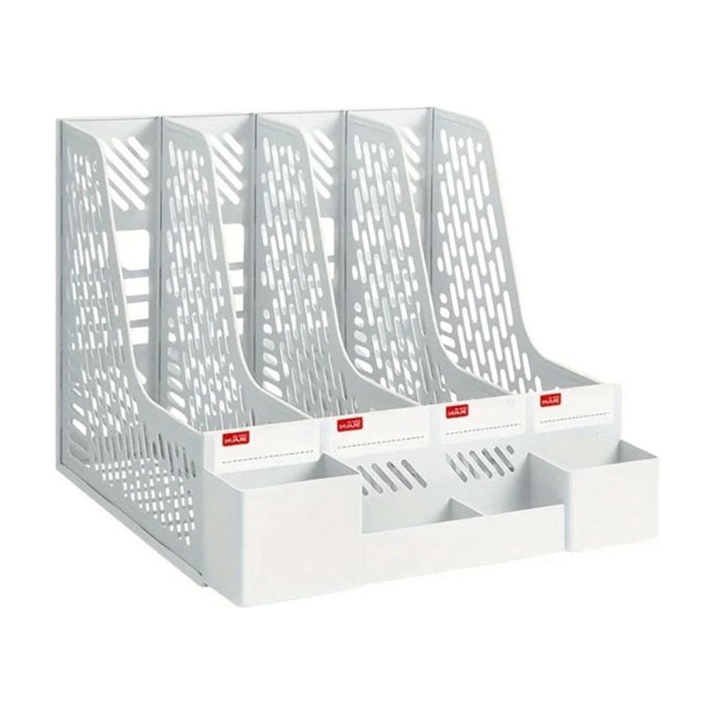 4-Compartment Desktop File Organizer with Label Slots for Efficient ...