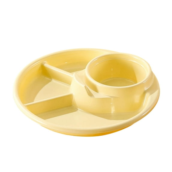 4-Compartment Divided Plates, BPA-Free Plastic Plates for Portion Control, Kids, and Everyday Meals, Available in 4 Colors ( Yellow )