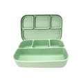 thumbnail image 1 of 4-Compartment Food-Grade Silicone Microwave Lunch Box, Divided Reusable Bento Container for Meal Prep, Oven Safe Soft Flexible(Green), 1 of 5