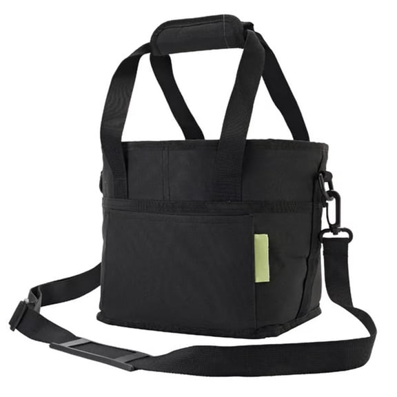 4-Compartment Leak-Proof Car Drink Caddy Bag - Adjustable Strap Water Bottle Holder for Family Travel, Hands-Free Tumbler Carrier (Black)