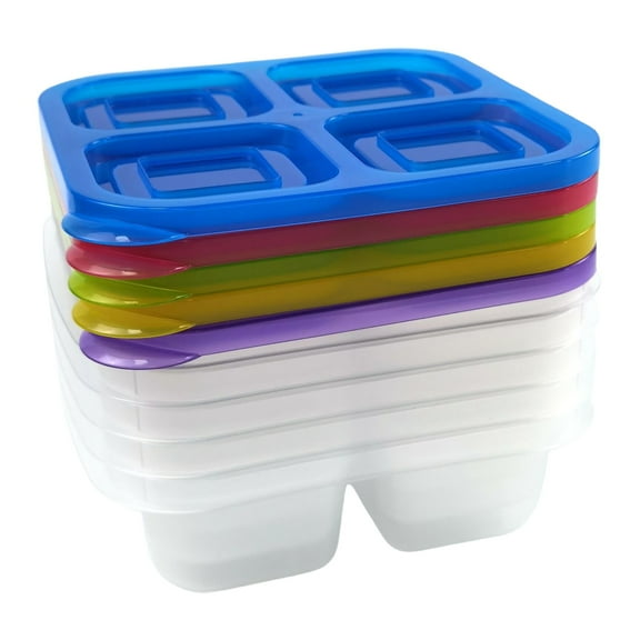 4 Compartment Lunch Snack Containers with Lids, Meal Prep Bento Snack Boxes, BPA Free, Reusable Food Storage Lunchable Containers for Work, Travel, 1 Pc Random Color