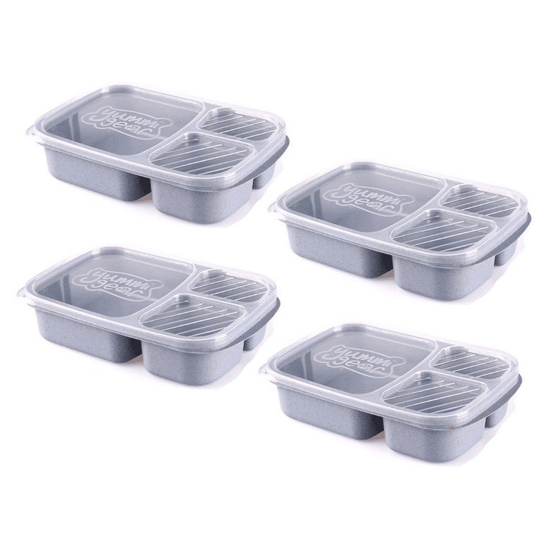 4 Compartment Meal Prep Lunch Containers for Kids, 4 Pack Bento Lunch Box,  Tupperware, Durable BPA Free Plastic Reusable Food Storage Containers with