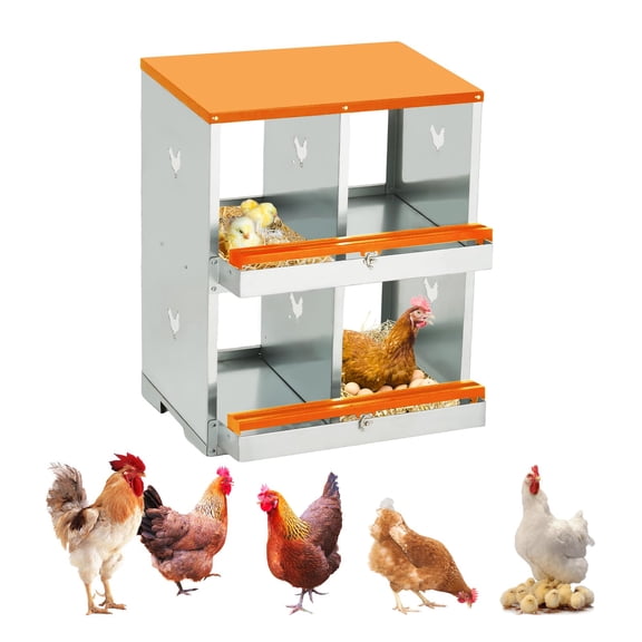 4-Compartment Metal Chicken Nesting Box with Large Vents - Easy Egg Collection & Poultry Coop Organizer