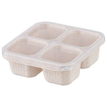 4-Compartment Reusable Bento Box Food Storage Container, Divided Meal Prep Lunch Container for Work Travel Food Storage (Beige)