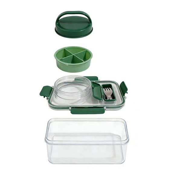 4-Compartment Seasoning Box Portable Square Salad Container for Home Kitchen Spice Storage Multi-Grid Plastic Condiment Jar with Lid for Salt Pepper Sugar 12oz Capacity