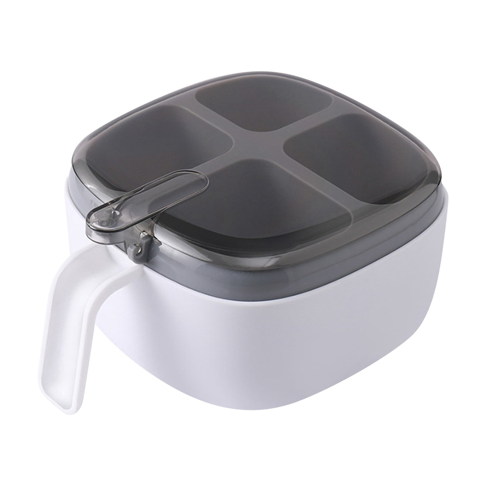 Spoon Compartment 4-Compartment Seasoning Organizer with Spoons & Lid – Easy Clean ...
