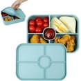 thumbnail image 1 of 4 Compartment Silicone Bento Box, Leakproof Bento Lunch Box with Sauce Compartment BPA-Free, Reusable Meal Prep Lunch Food Storage Containers for Adults, Microwave and Dishwasher Safe, 1 of 6