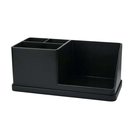 4 Compartment Silicone Hygiene Care Storage Tray, Compact Countertop Organizer for Grooming and Daily Essentials(Black,One Size)