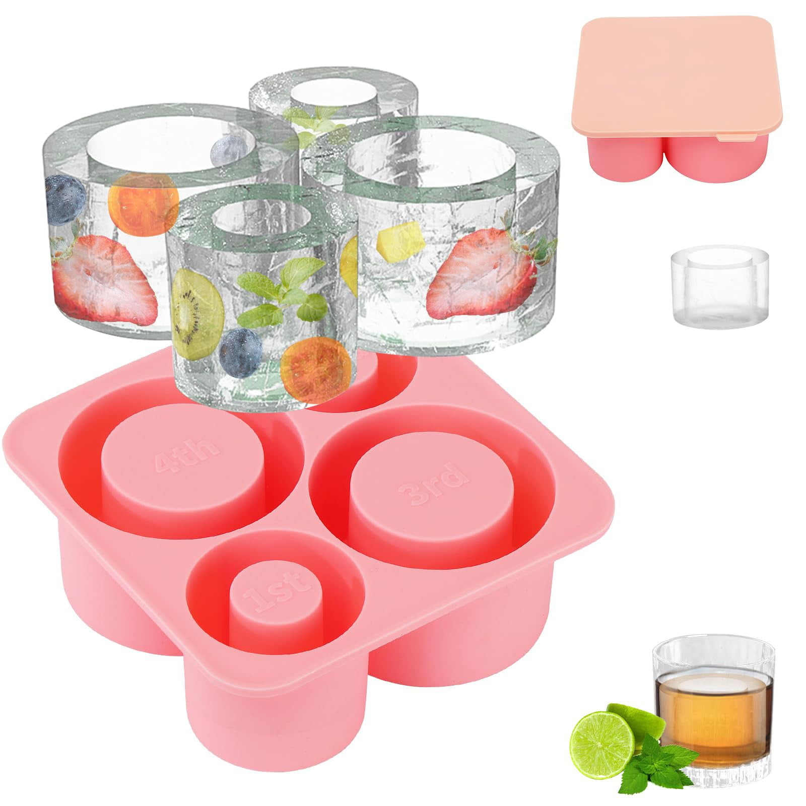 4 Compartment Silicone Ice Cube Tray Quick For Home Gatherings & Drinks
