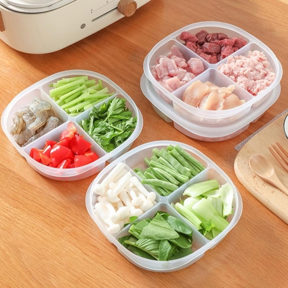 ZUMUSEN Bento Box Adult Lunch Box (4 Pack), 5-Compartment Meal Prep  Container for Kids, Reusable Food Storage Containers with Transparent Lids  