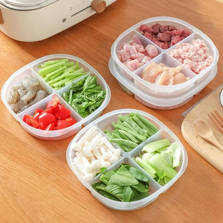 4-Compartment Snack Bento box,Party Platter, Reusable Food Containers for Kids and Adults,Meal Prep Container,Bento Lunch Boxes,Clear