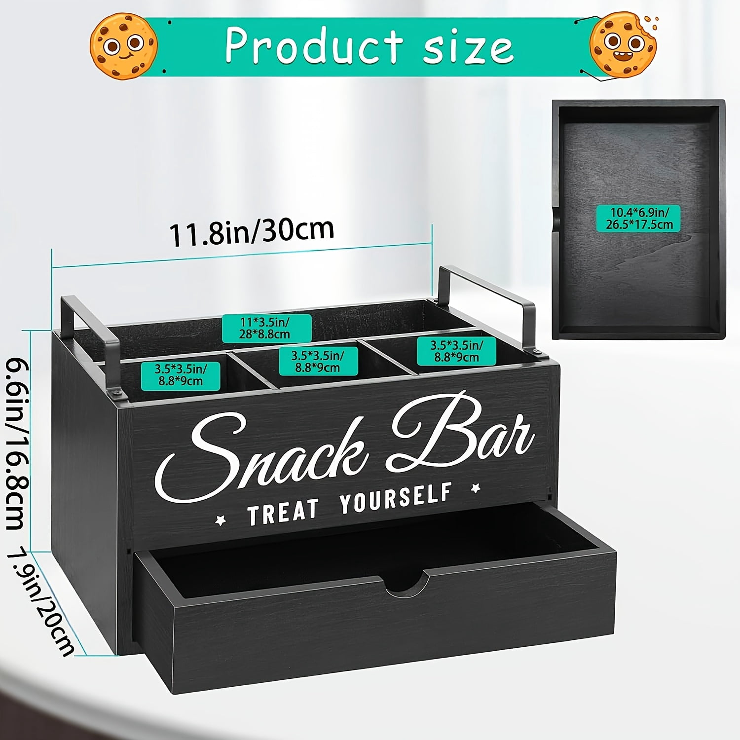 4-Compartment Snack Organizer with Drawer & Handles - Countertop/Pantry ...