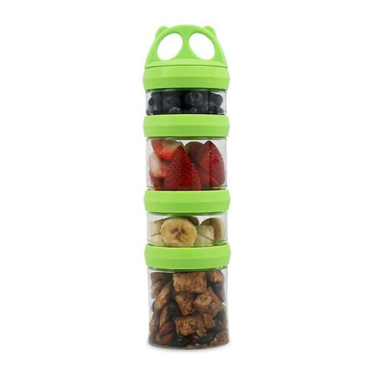 4 Compartment Twist Lock, Stackable, Leak-Proof, Food Storage, Snack Jars & Portion Control Lunch Box by BariatricPal - Variety Pack