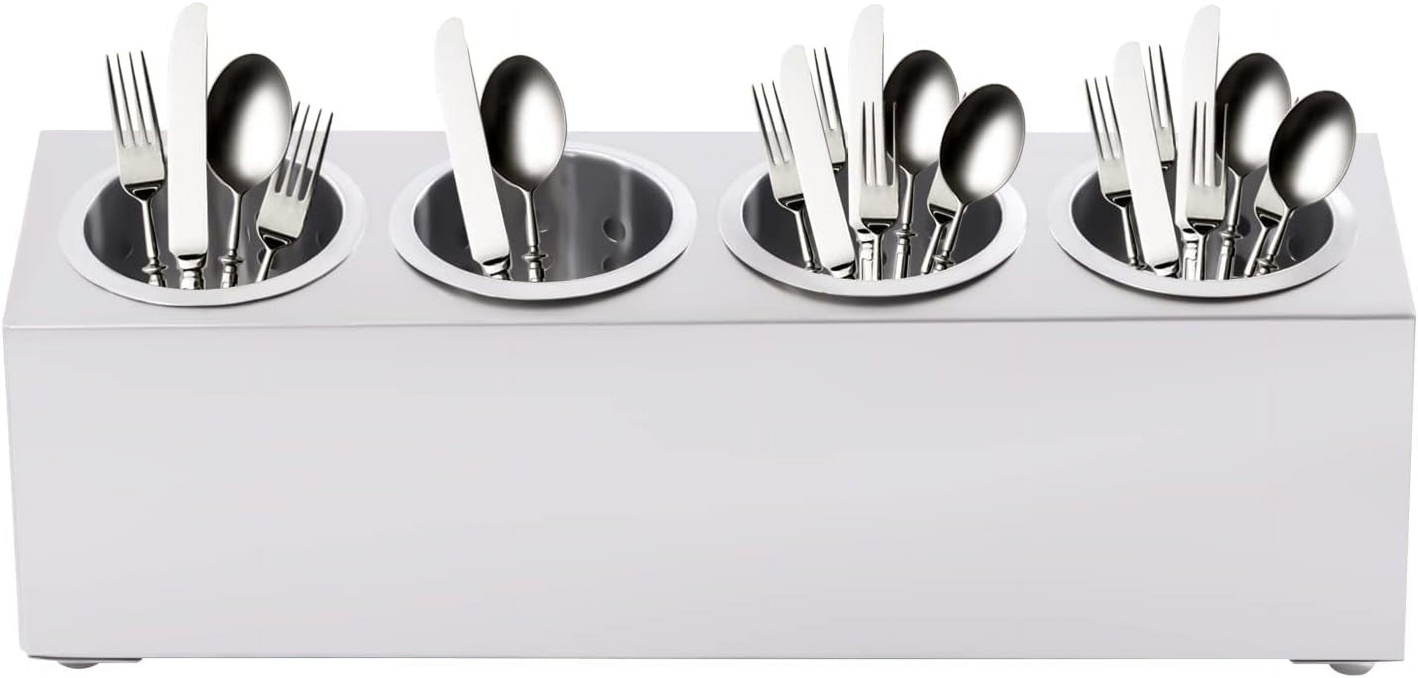 4-Compartment Utensil Holder,Commercial Silverware Holder with 4 Inserts,Flatware Organizers ...