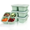 thumbnail image 1 of 4 Compartments Reusable Snack Container - Divided Bento Lunch Box For Meal Prep Food Storage Containers Travel Use(Green-16.5X15.5X5.5Cm), 1 of 6