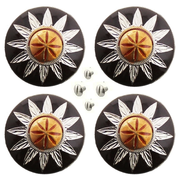 4 Conchos Brown Copper Horse Saddle Western Flower Tack Rodeo 1" CO123