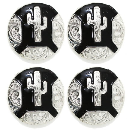 4 Conchos Horse Saddle Western Bridle Headstall Screw Back Silver Cactus CO435