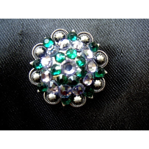 4 Conchos Rhinestone Bling Horse Saddle Western Berry Barrel Tack Green CO24