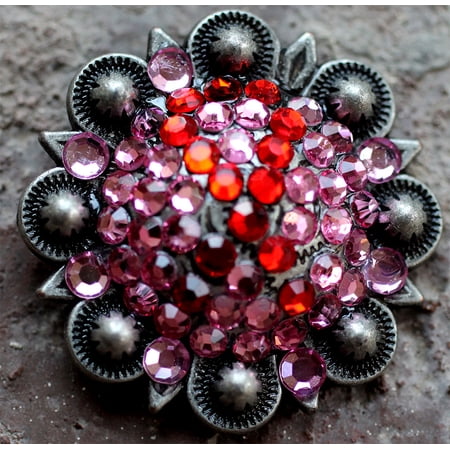 4 Conchos Rhinestone CRYSTALS Bling Horse Saddle Western Berry Pink CO114