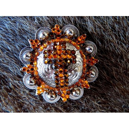 4 Conchos Rhinestone Horse Saddle BRIDLE Western Berry CROSS ORANGE SCREW CO431