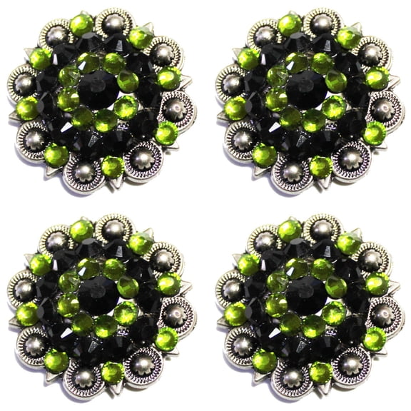 4 Conchos Rhinestone Horse Saddle Bridle Western Green Black Tack Berry CO519