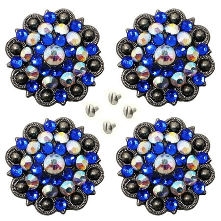 4 Conchos Rhinestone Horse Saddle Western Berry Blue CO48