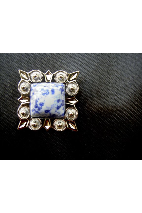 4 Conchos Rhinestone Horse Saddle Western Blue Square CO36