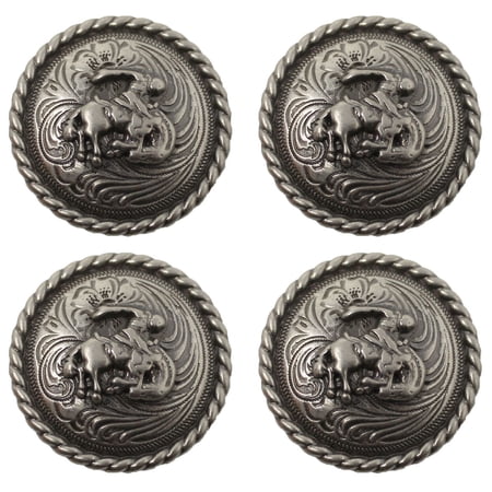 Set of 4 Silver Rodeo Engraved Western 1" Conchos CO211