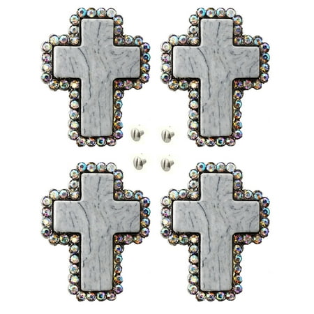 4 Conchos Rhinestone Horse Saddle Western Cross CO166