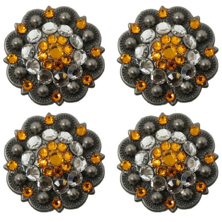 4 Conchos Rhinestone Horse Saddle Western Orange Berry CO176